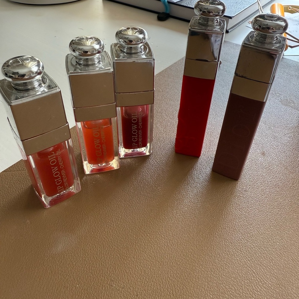 Dior Lip Balm & Gloss Red Pink Collection - swatched